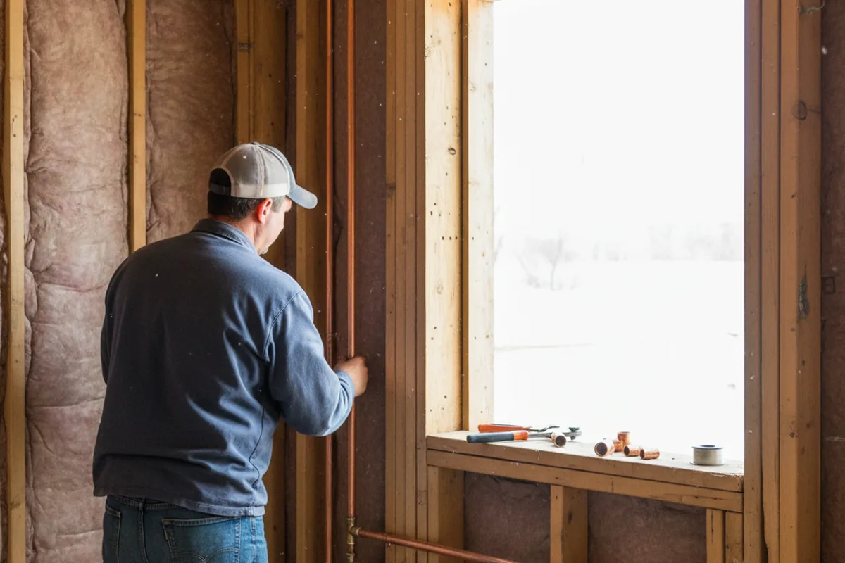 Licensed plumber running new copper supply lines in a Marion home